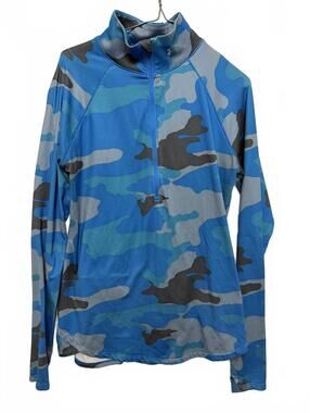 Under Armour Blue Camo Long Sleeve Fitted ColdGear Top Size LG/6